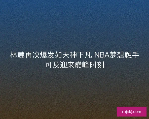 林葳再次爆发如天神下凡 NBA梦想触手可及迎来巅峰时刻